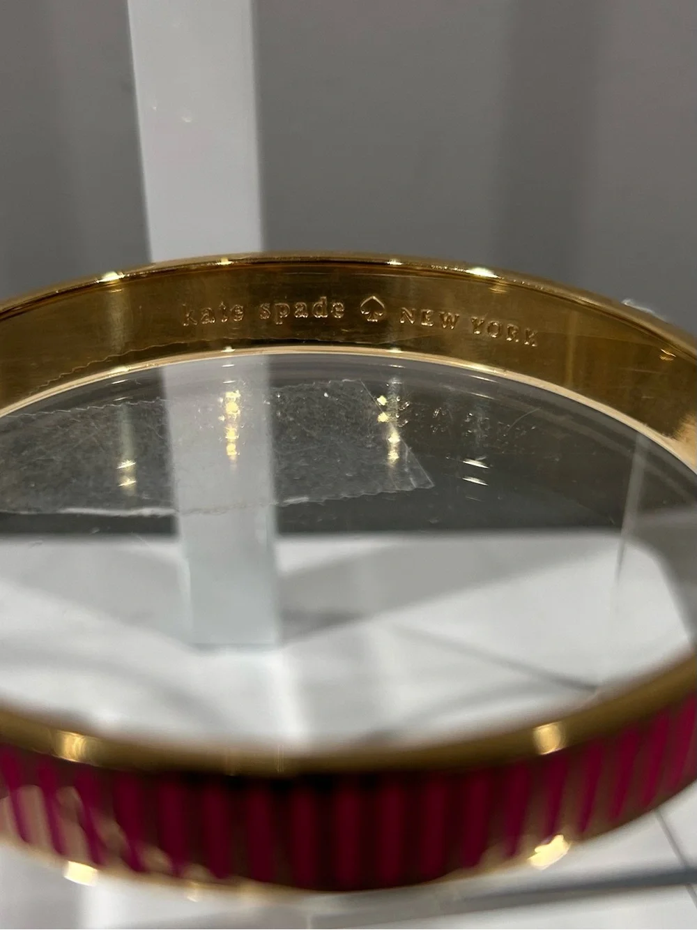 Kate Spade Gold-Tone Pink Enamel Bangle Bracelet
